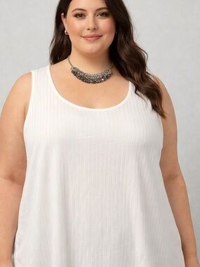 Lily Morgan Ribbed White Tank Top Plus Size 3X